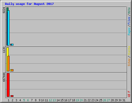 Daily usage for August 2017